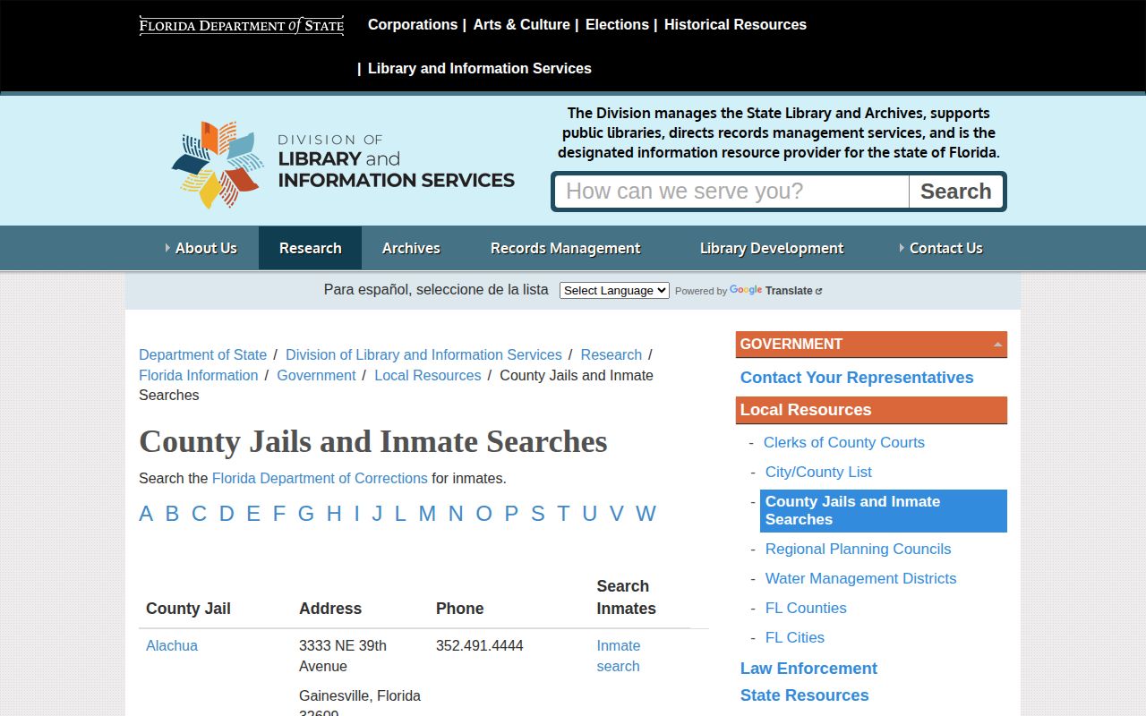 Lafayette County Jail release directory entry without an inmate search link