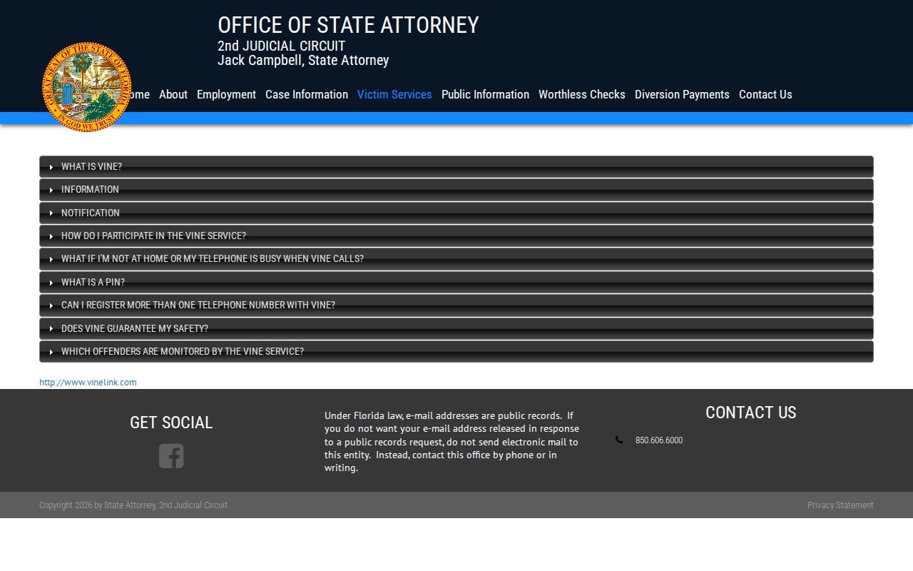 Florida VINE monitored population information for Lafayette County release notifications