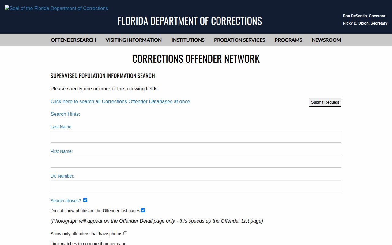 FDC search for Lafayette County parole and probation supervision records